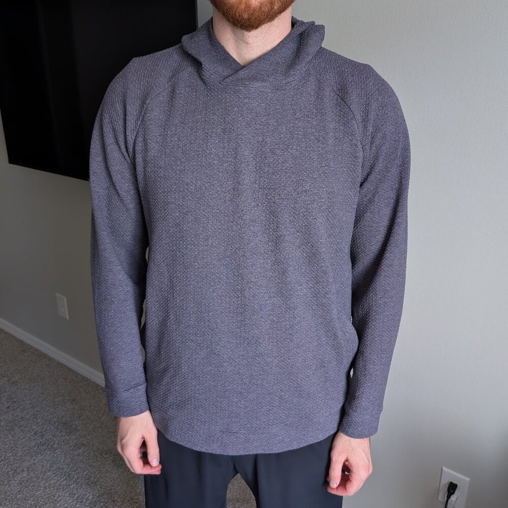 Lululemon Men's Textured Double-Knit Cotton Hoodie Heathered Nightfall XL